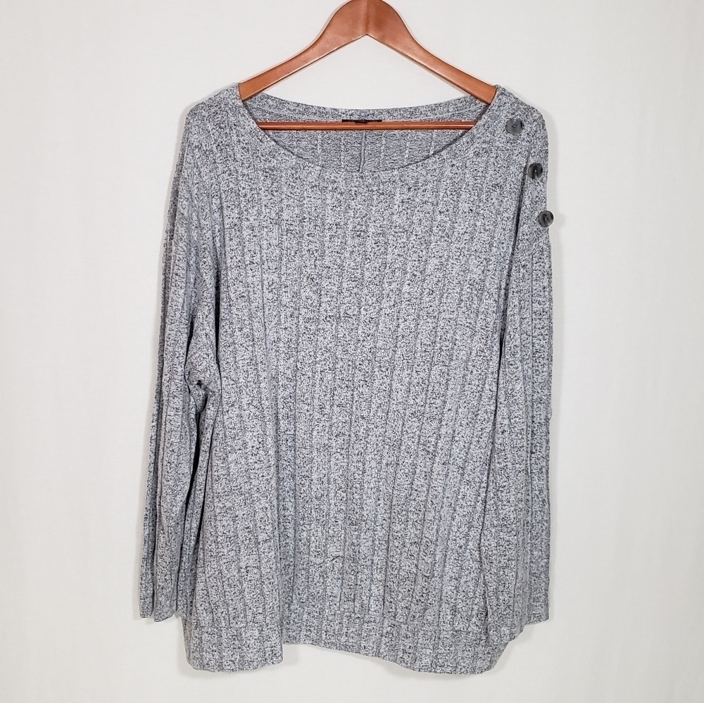 Lane Bryant Mottled Grey Ribbed Sweater Size 22 / 24